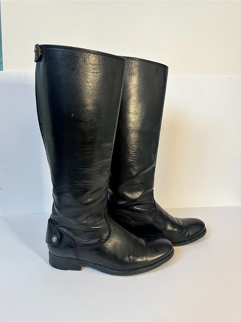 Frye Melissa Button Back Zip Boot Black Tall Boots
